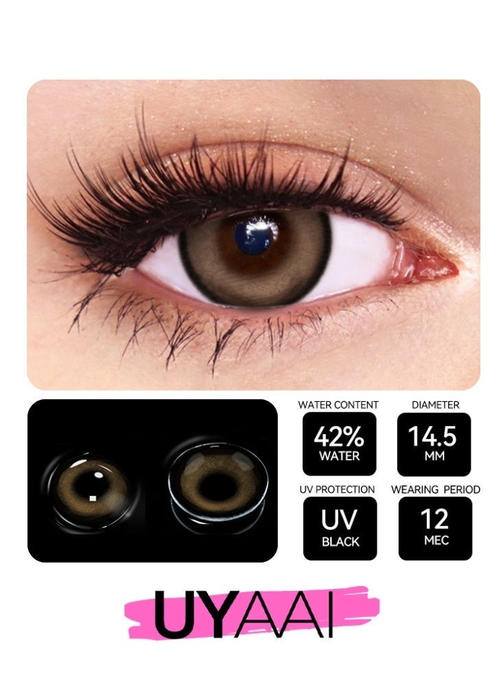 Brown Yearly Colored Contact Lenses, Unisex Cosmetic Contact Lenses, Natural Fashion Lenses, 42% Soft Lenses - view 2